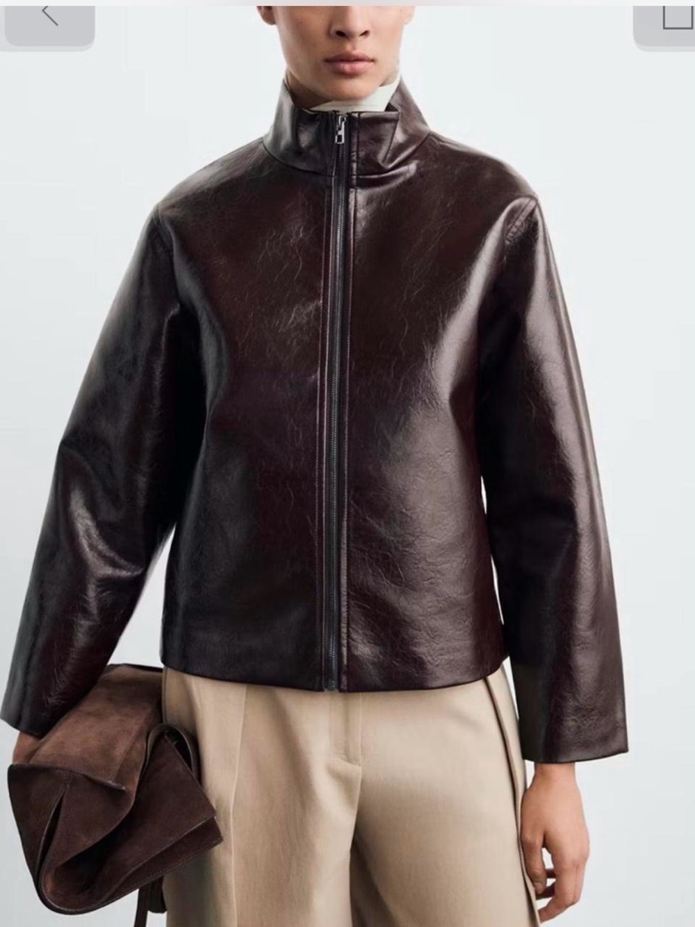 Mango Perkins Collar Textured Jacket NWT